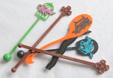 Set of 5 Vintage Kuala Lumpur Plastic Cocktail Stirrers Circa 1970s