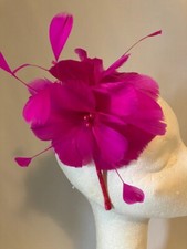 Cerise Feather Fascinator For Races, Proms , Weddings