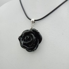 Black 3D Rose Short Necklace