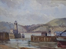 WATERCOLOUR SCARBOROUGH HARBOUR   ARTIST D M BLAND FREE SHIPPING