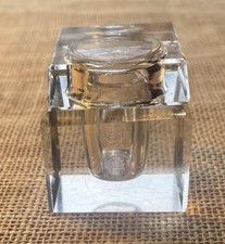 Small Geometric Cut Crystal Glass Inkwell. Vintage.