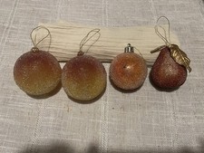Vintage style Christmas Decoration Frosted Sugared Faux fruit bauble bundle