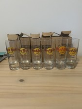 6 Hard Rock Cafe Shot Glasses Munich  Barcelona  Orlando  Lisbon  Bangkok  Miami