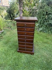 Mahogany filing drawers bedside table small craft tall narrow 