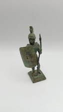 Vintage Roman Soldier Figurine Bronze Patina Metal Legionary with Shield & Spear