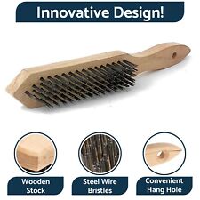 Set of 4 x Wire Brush Heavy-Duty Handheld Steel Wire Brushes with Wooden Handle