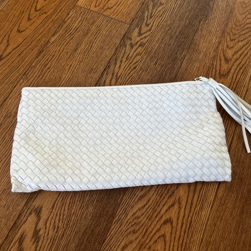 White leather oversized clutch - oversized,