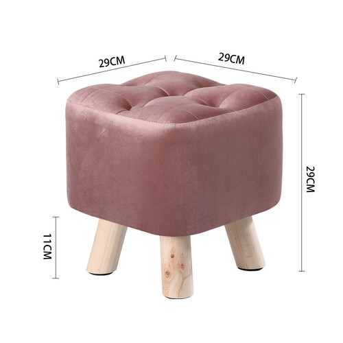 Leather velvet footstool - pu, leather/velvet