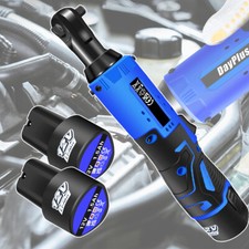 200Nm Electric Cordless Right Ratchet 3/8'' 90 Angle Wrench Power 2 Battery DIY