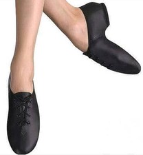 JAZZ DANCE SHOES Black unisex Leather split suede sole pumps irish hard jig 01