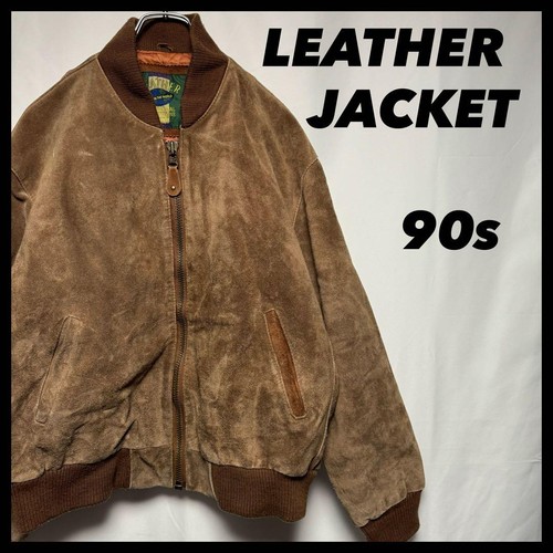 Leather jacket men 90s - men's, suede