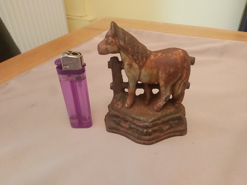 Metal horse doorstop vintage - metal,