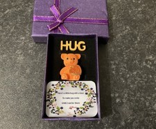 Handmade Cute Hug & Orange Teddy Bear In a Box Gift, Friendship, Make You Smile