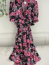 vintage 80s Rara Skirt floral  Dress And Shrug jacket Size 12 Black And floral