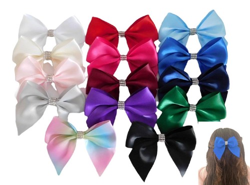 Satin ribbon school hair bow - school,