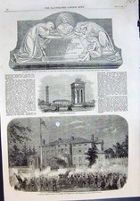 Antique Old Print Tablet Memory Duchess Beaufort Worthing Water Works 1858 19th