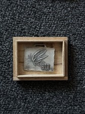 1932 Japanese Silver-Tone Award School Medal Wood Box Showa Era Antique