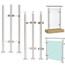 Balustrade Railing Stainless Steel Poles  10mm Toughened Glass 12 sizes 300mm  