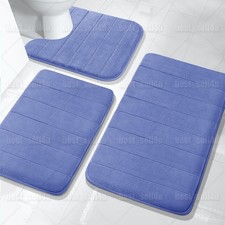 MEMORY FOAM BATH MAT PEDESTAL SET NON SLIP TOILET BATHROOM CONTOUR RUGS 3 PIECE
