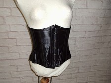 BLACK SATIN STEEL BONED UNDERBUST CORSET 26 IN WAIST SIZE 12 TO 14 BURLESKA
