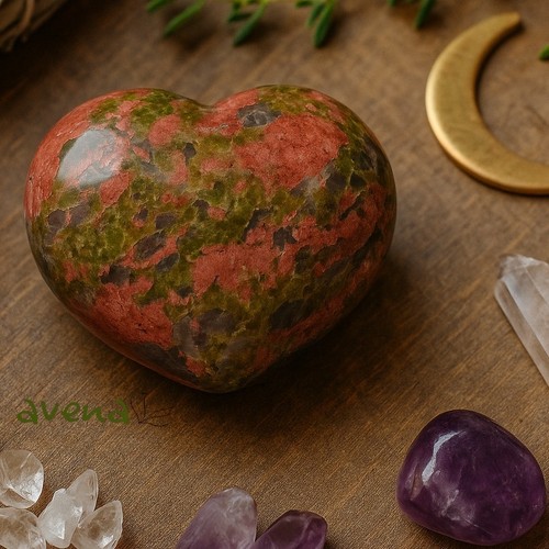 Unakite heart healing gemstone - unakite,