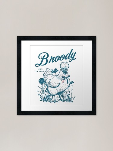 Broody silkie chicken framed - broody,