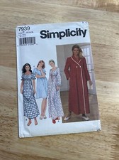 Simplicity 7939 Vintage Pattern Nightgown Regency Cottagecore Prairie Chic Robe