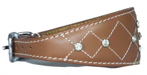 Tan leather whippet - tan, collar