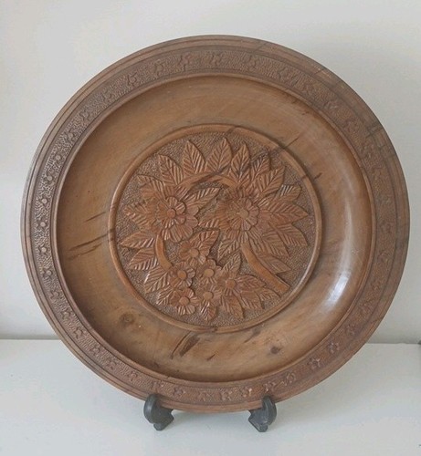 Hand carved wooden - plate, with