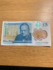 £ 5 - New Five Pounds £5 Polymer Note  AA15