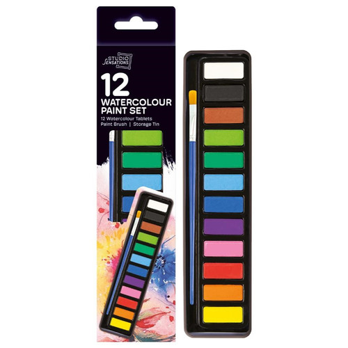 Watercolour paint set with - 12,