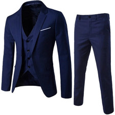 UK Mens Suit Slim 3-Piece Suit