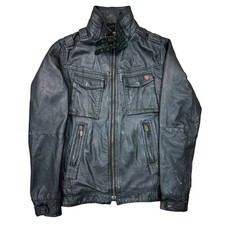 Fly 53 100% Leather Jacket Flight Flying Y2K Retro Black Mens Small