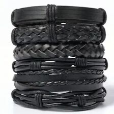 6 pcs Mens Black Punk Leather
