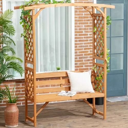 Wooden garden arbour - wooden, bench