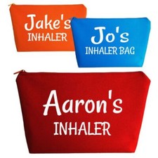 inhaler bag, personalised medicine bag,asthma inhaler case,school medication,