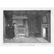 WILLIAM FREDERICK YEAMES The Haunted Chamber - Antique Print 1870
