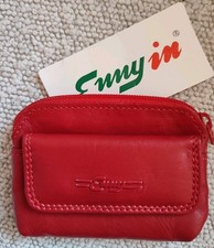ENNY IN Mini red Italian leather purse CC notes coins. Stocking filler ?