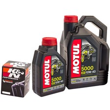 Motul 5000 10W40 Engine Oil 5L & K&N Oil Filter Fits Honda FX650 Vigor 2002