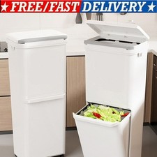 2 Tiers Rectangle Recycling Waste Bin Plastic Dry and Wet Separation Trash Can