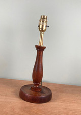 Vintage Turned Oak Wooden Table Lamp Base Early 20th Century Rewired