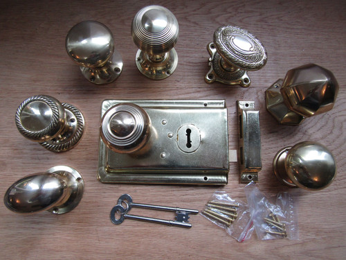 Solid brass rim knob - solid, 6"