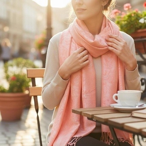 Pashmina silk scarf with - pashmina,