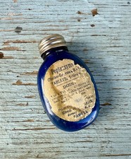 Antique Vintage Cobalt Blue Glass Peptenzyme Sample Pill Bottle Reed & Carnrick