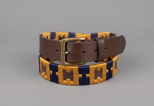Hazy blue brown leather - blue,