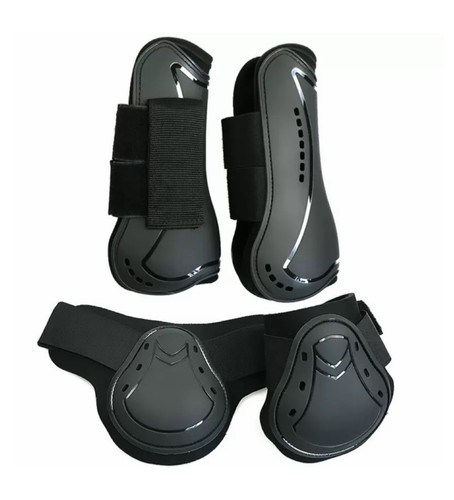 Black horse fetlock boots - black,