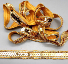 Vintage Remnants of Braid Trim - Gold Lurex & Sequins -Crafts Dance 4.8m x 14mm