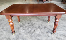 Antique Victorian Repro Mahogany Dining Table Fluted Legs Brass Castors Kitchen