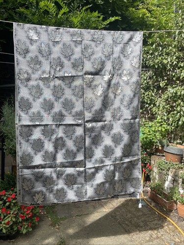 Silver grey leaves upholstery - grey,