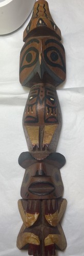 1950 totem pole vtg wood - totem,